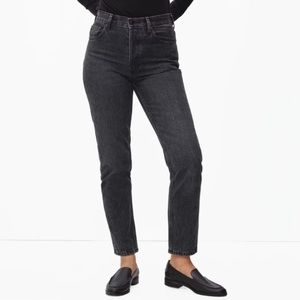 Everlane high waist straight black ankle jeans